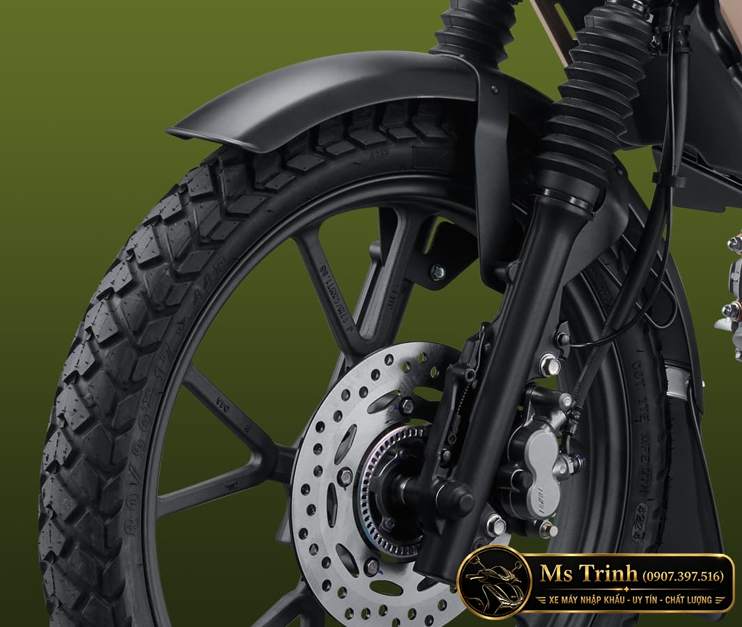 Bánh trước Honda CC110 2026 trang bị phanh đĩa ABS kết hợp lốp 17 inch